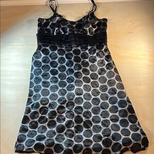 Studio 1940 Black & Grey polkadotted satin dress Sz 8 black sash tie in the back